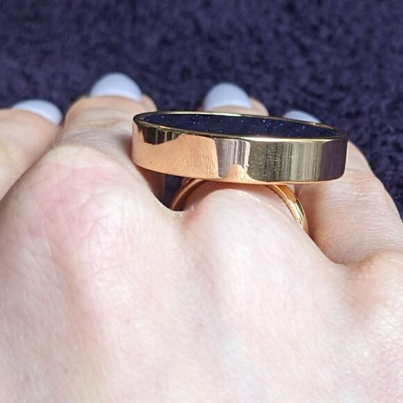 blue gold stone cocktail ring - Picture 4 of 7